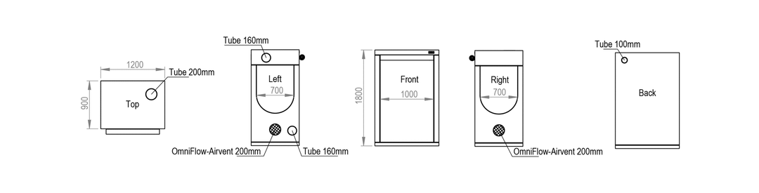 1.2 x 0.9 x 1.8m Grow Tent — Ambient R120 by HOMEbox