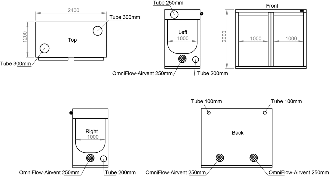 2.4 x 1.2 x 2m Grow Tent — Ambient R240 by HOMEbox