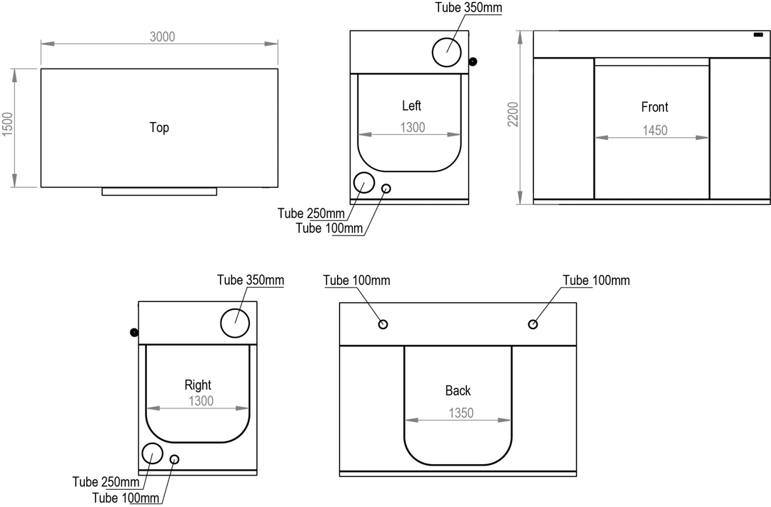 3 x 1.5 x 2.2m Grow Tent — Ambient R300+ by HOMEbox