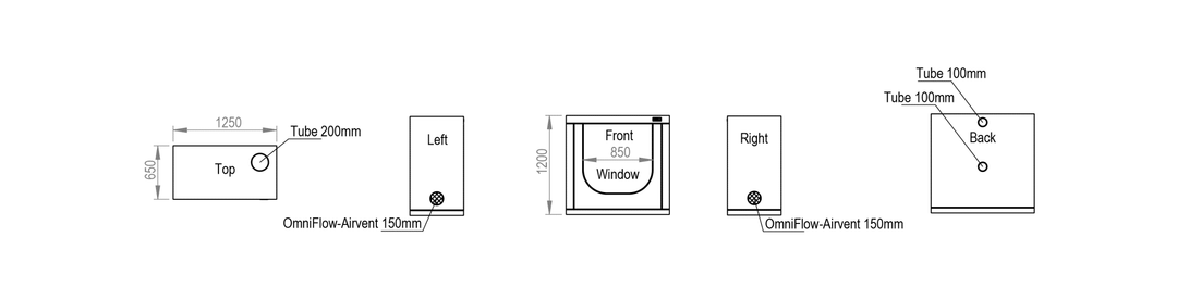1.25 x 0.65 x 1.2m Grow Tent — Vista Medium by HOMEbox