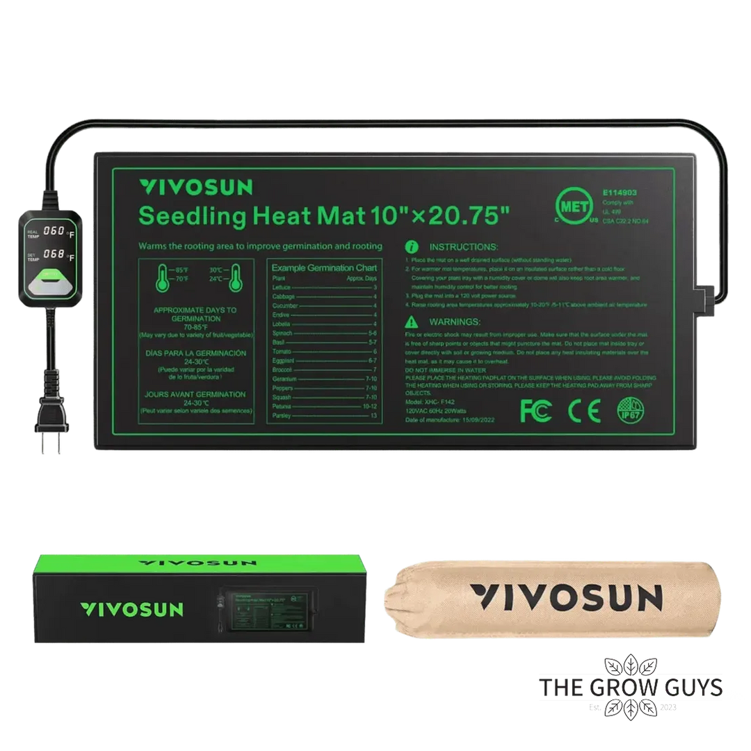 VIVOSUN seedling heat mat with digital thermostat included in the propagation kit for root zone warmth