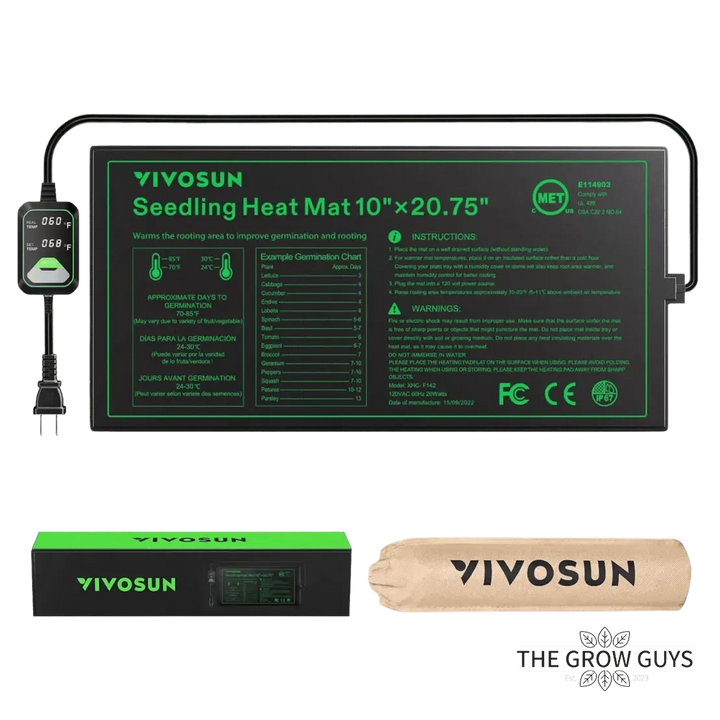 VIVOSUN seedling heat mat with digital thermostat included in the propagation kit for root zone warmth