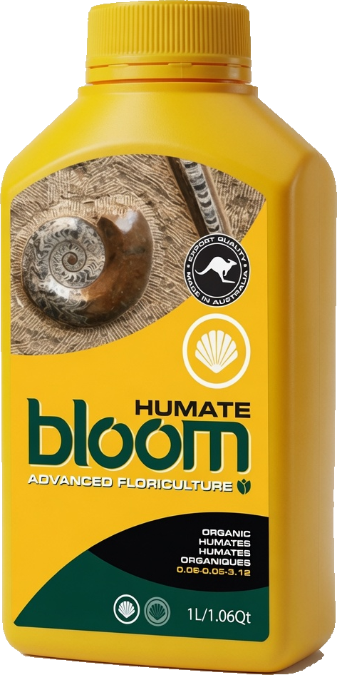 Bloom Humate yellow bottle, liquid humic acid additive by Bloom Yellow Bottles