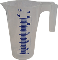 250ml clear plastic measuring jug with printed scale and handle, The Grow Guys