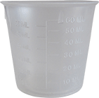 60ml translucent plastic measuring cup with moulded millilitre scale, The Grow Guys