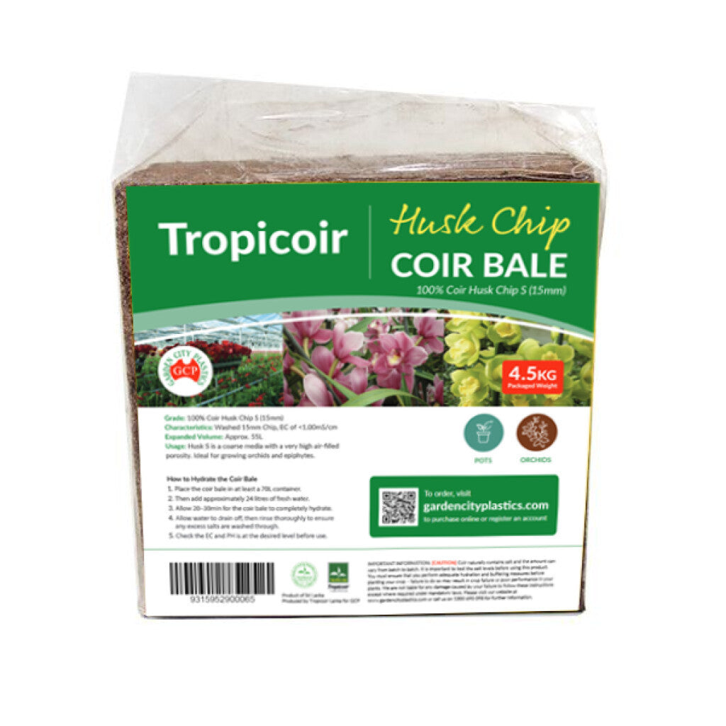 Tropicoir Husk Chip Coir Bale S 12-16mm, 4.5kg wrapped bale