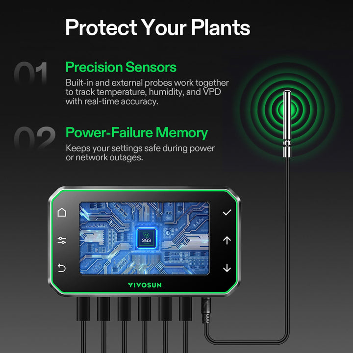 GrowHub E42A+ inside and outside sensors with power-failure memory