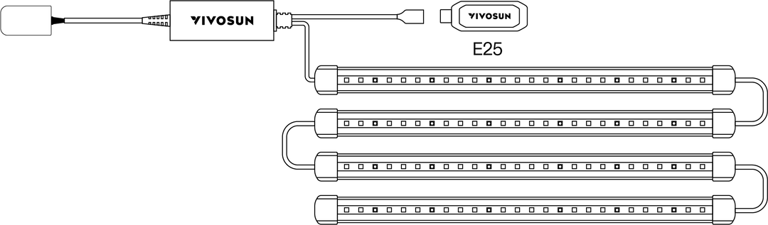 VIVOSUN GrowHub E25 plugging into the LumaRay side lights power adapter