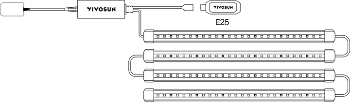 VIVOSUN GrowHub E25 plugging into the LumaRay side lights power adapter