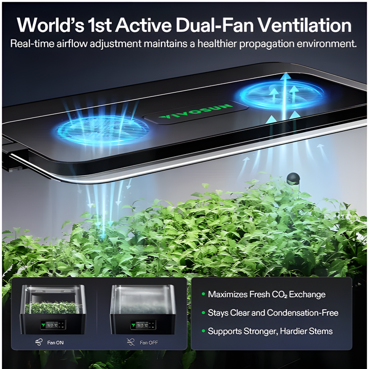 VSeed S40 dual-fan ventilation keeping the dome clear of condensation
