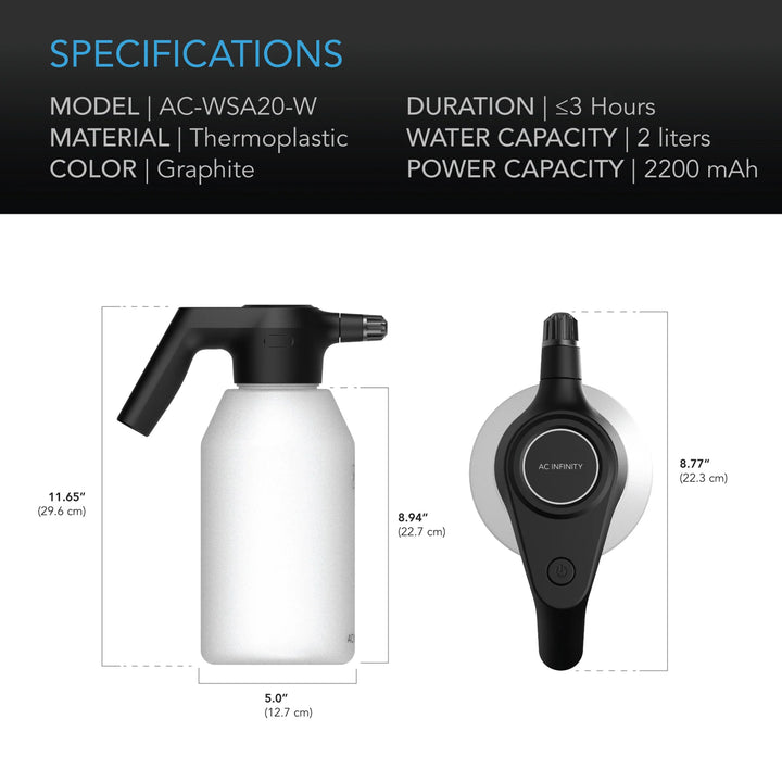 Automatic Water Sprayer, 2-Litre Electric Mister by AC Infinity